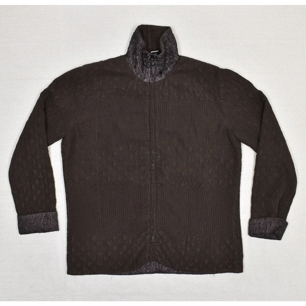 Chico's Women's Full Zip Quilted Jacket Solid Polyester Brown Size 1